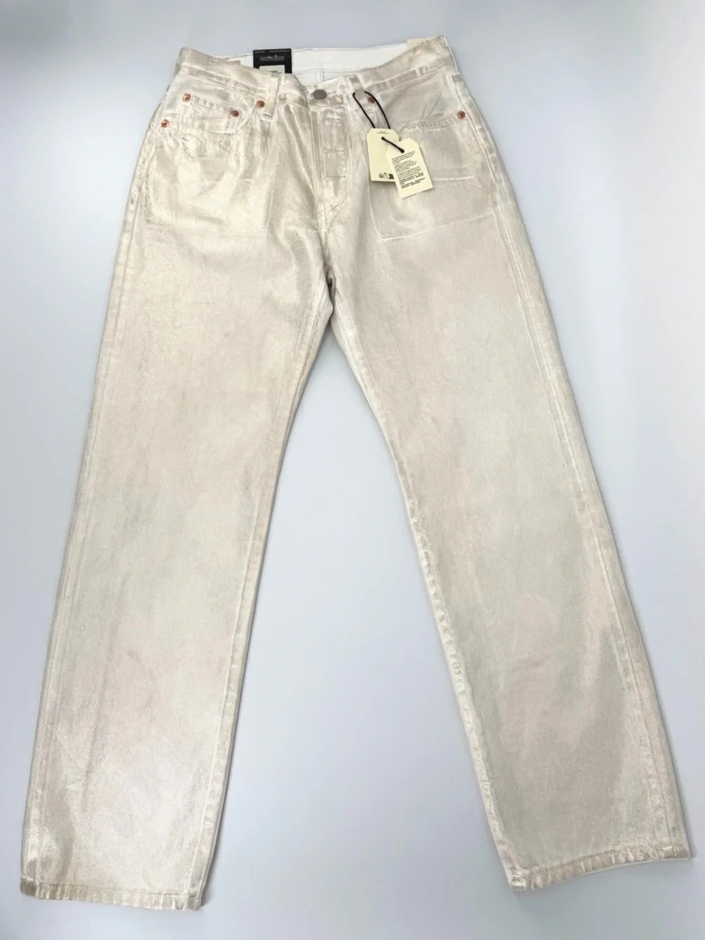 Levi's 501 90s Straight Leg Jeans in Metallic Off-White - Picture 2 of 15